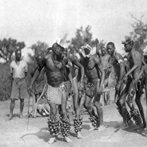 Ugandan dancers, Dodoma to Mongalla, Uganda, 1925 (1927). Artist: Thomas A Glover