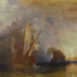 Print of Ulysses deriding Polyphemus, a scene from Homer's Odyssey