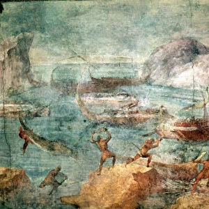 Ulysses and his fleet attacked by Lestrygonians