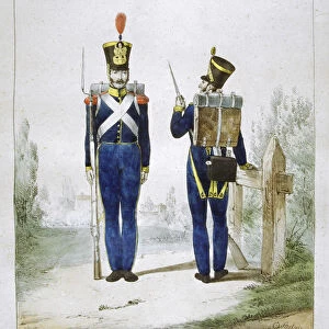 Uniform of a regiment of light infantry, France, 1823. Artist: Charles Etienne Pierre Motte