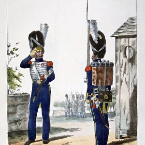 Uniforms of the grenadiers of the French royal guard, 1823. Artist: Charles Etienne Pierre Motte