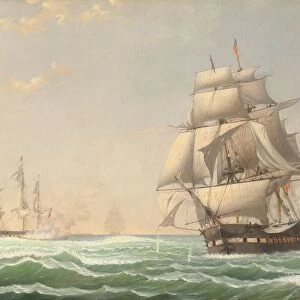 The United States Frigate "President"Engaging the British Squadron, 1815, 1850