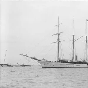 Unknown barquentine at anchor. Creator: Kirk & Sons of Cowes