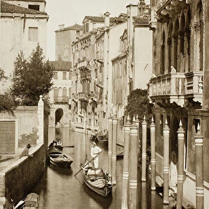 Untitled (II 41), c. 1890. [Gondola on canal, Venice]. Creator: Unknown