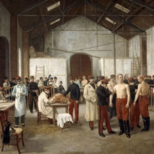 Vaccination at the Val de Grace Hospital in Paris, c1900. Artist: Alfred Touchemolin