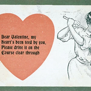 Valentine card with a golfing theme, c1910s-c1920s