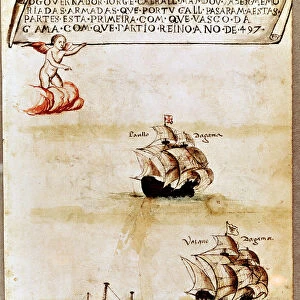 Vasco da Gamas fleet at sea, 1497