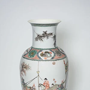 Vase with Bamboo, Auspicious Symbols, and Military and Civilian Figures