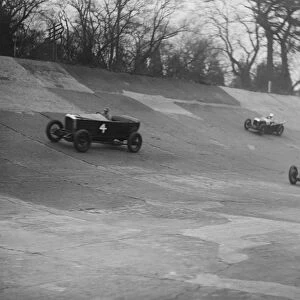 Vauxhall, Riley and Amilcar racing at a BARC meeting, Brooklands, Surrey, 1931 Artist: Bill Brunell
