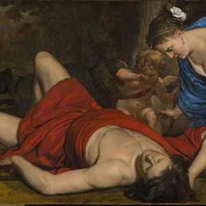 Venus and Cupid Mourning the Dead Adonis