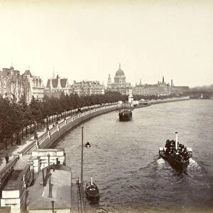 Victoria Embankment, showing Temple Gardens and St Pauls Cathedral, London, 1887