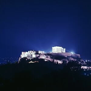 View of the Acropolis at night, 5th century BC