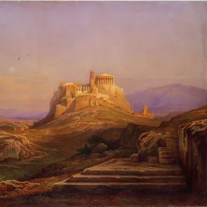 View of the Acropolis from the Pnyx, 1863. Artist: Muller, Rudolf (1802-1885)