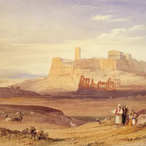 View of Athens with the Acropolis and the Odeon of Herodes Atticus, First quarter of 19th cen Artist: Purser, William (1789-1852)