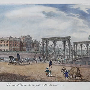 View of the Chain Panteleimonovsky Bridge near the Summer Garden in Saint Petersburg, 1825