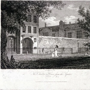 View of Charterhouse from the square with figures, Finsbury, London, 1804. Artist