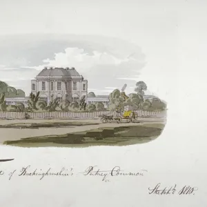 View of the Earl of Buckinghamshires mansion at Putney Common, London, 1810. Artist