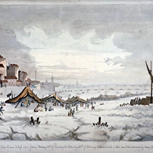 View of a frost fair on the River Thames, London, 1814