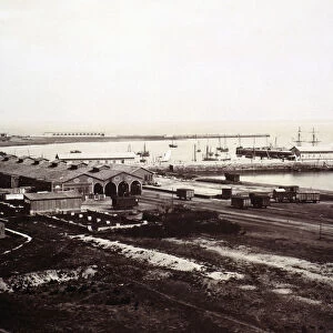 View of the harbor of Cadiz and the railway station in 1895