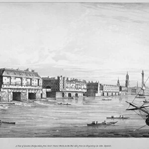 View of London Bridge looking north from St Olaves Stairs in 1751, (1830). Artist