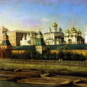 View of the Moscow Kremlin, 19th century. Artist: Nikolai Podklyuchnikov