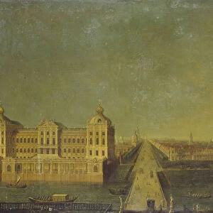 View of the Nevsky Prospekt from the Anichkov Palace with the Shuvalovs House, Second Half of the 18th cen Artist: Anonymous