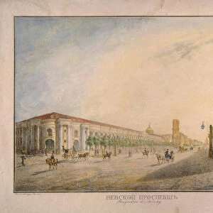View of Nevsky Prospekt near the Gostiny Dvor in Saint Petersburg, 1823. Artist: Beggrov, Karl Petrovich (1799-1875)