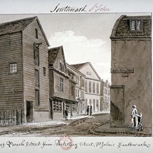 View of Parish Street and Artillery Street, Bermondsey, London, 1828