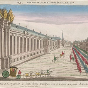 View and perspective of the entrance of the King of Poland in Warsaw with his palace, 1735