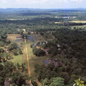 View of the Pleasure Gardens from the Summit of Sigiriya, Sri Lanka, 20th century. Artist: CM Dixon