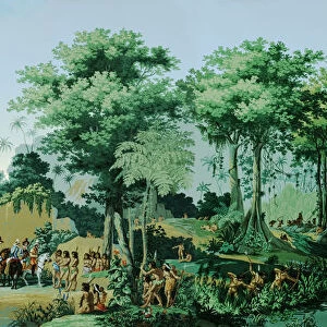 The Views of Brazil. Panoramic wallpaper (detail), c. 1830