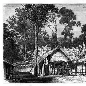 Village, Gabon, 19th century. Artist: E Therond
