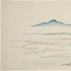 Village of Tamagawa (Tamagawa no sato), from an untitled series of famous views... c. 1839/40. Creator: Ando Hiroshige