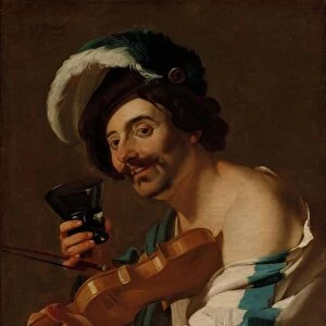 Violin Player with a Wine Glass, 1623. Creator: Dirck van Baburen (Dutch, c. 1595-1624)