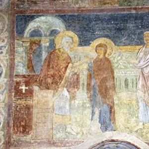 The Virgin Receiving the Purple and Cochineal. Artist: Ancient Russian frescos