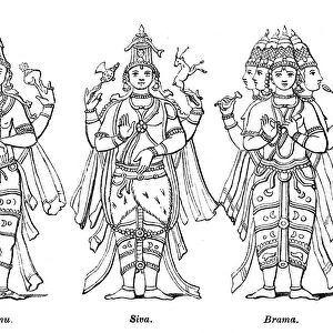 Vishnu, Shiva, and Brahma, 1847. Artist: Robinson