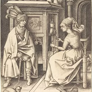 The Visit to the Spinner, c. 1495 / 1503. Creator: Israhel van Meckenem
