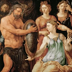 Vulcan hands Thetis the shield for Achilles