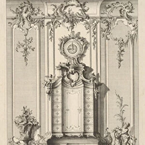 Wall Elevation with a Secretaire, from Schreibtische, ca. 1748-70