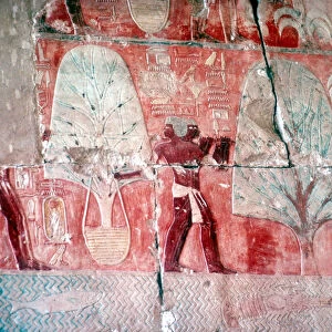 Wall painting: returning from the expedition, Temple of Queen Hatshepsut, Luxor, Egypt, c1470 BC