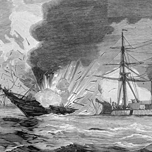 War Chile - Bolivia, naval battle of Iquique, between the Chilean corvette Esmeralda