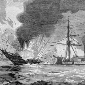 War Chile - Bolivia, naval battle of Iquique, between the Chilean corvette Esmeralda