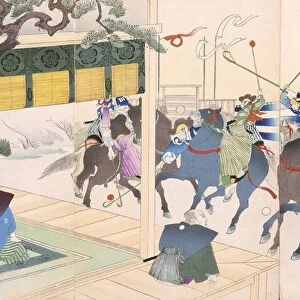 Warriors playing a kind of polo, 19th Century. Creator: Japanese School (19th century)