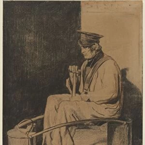 Water Carrier Seated on His Yoke, 1861. Creator: Francois Bonvin (French, 1817-1887)