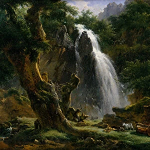 Waterfall at Mont-Dore, 1818. Creator: Achille Etna Michallon