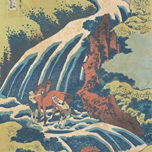 The Waterfall Where Yoshitsune Washed His Horse at Yoshino in Yamato Province (Washu Y