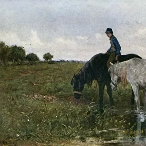 Watering Horses, 1871, (1912). Artist: Anton Mauve