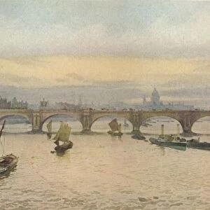 Waterloo Bridge From Charing Cross Railway Bridge, 1888 (1926). Artist: John Crowther