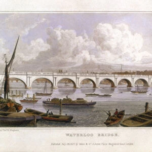 Waterloo Bridge, London, across the Thames, 1817. Artist: Thomas Hosmer Shepherd