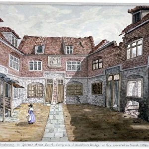Watermens Almshouses in Queens Arms Court, Upper Ground Street, Southwark, London, 1839